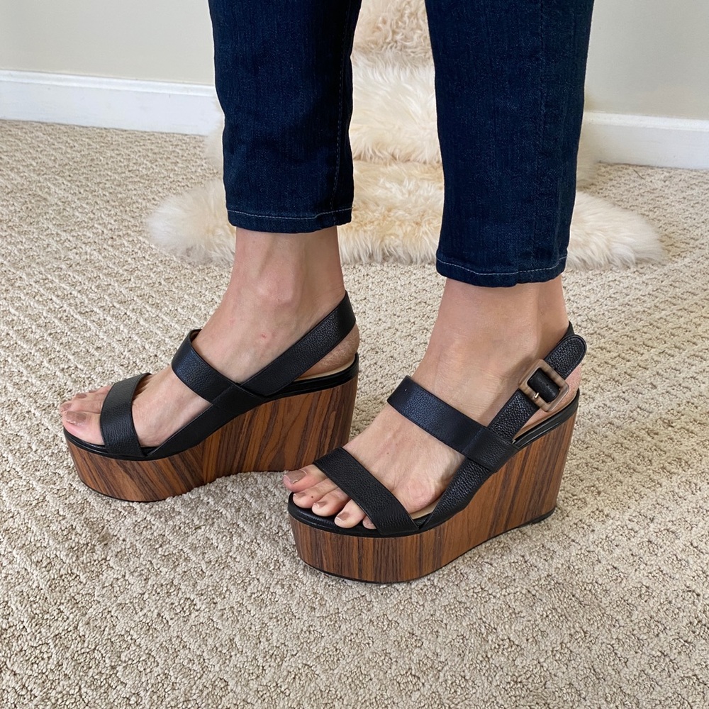 🦊 Jimmy Choo Woodgrain Sandal Wedges SZ 39